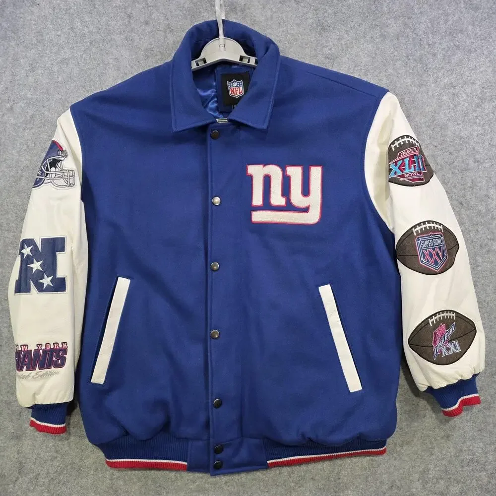 VTG New York Giants Jacket Mens 2XL Blue‎ NFL Football 3X Super Bowl Champions